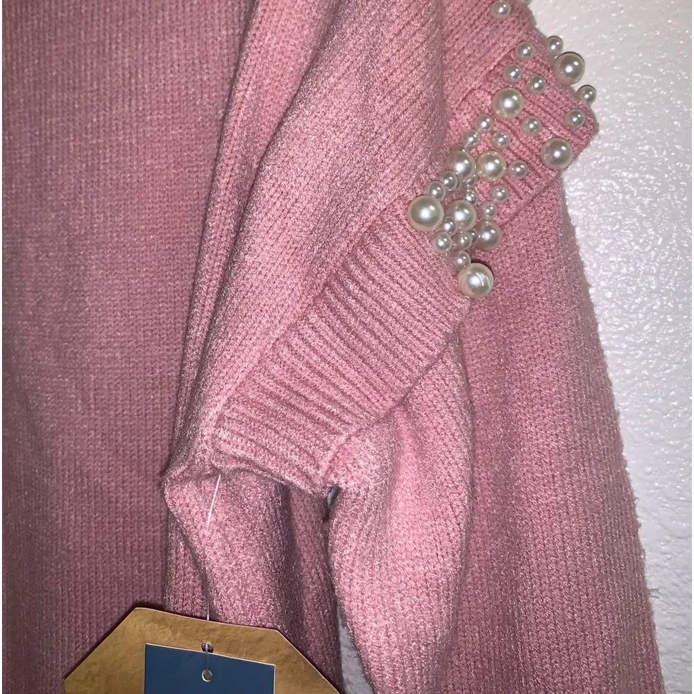 Ally Mae pearls pink Knit woman’s long sleeve sweater - Picture 10 of 10